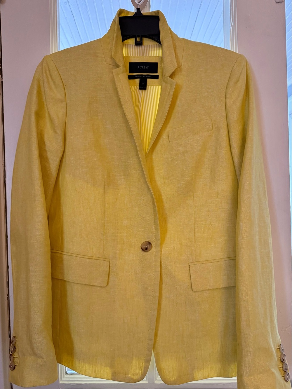 J. Crew Regent Blazer in Yellow Linen-Blend